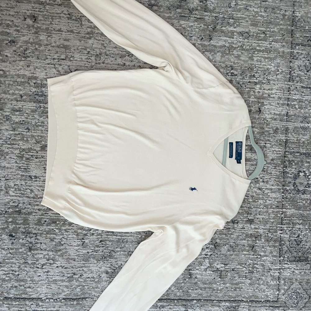Polo Cream V-Neck Sweater